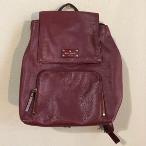 kate spade maroon/burgundy leather backpack